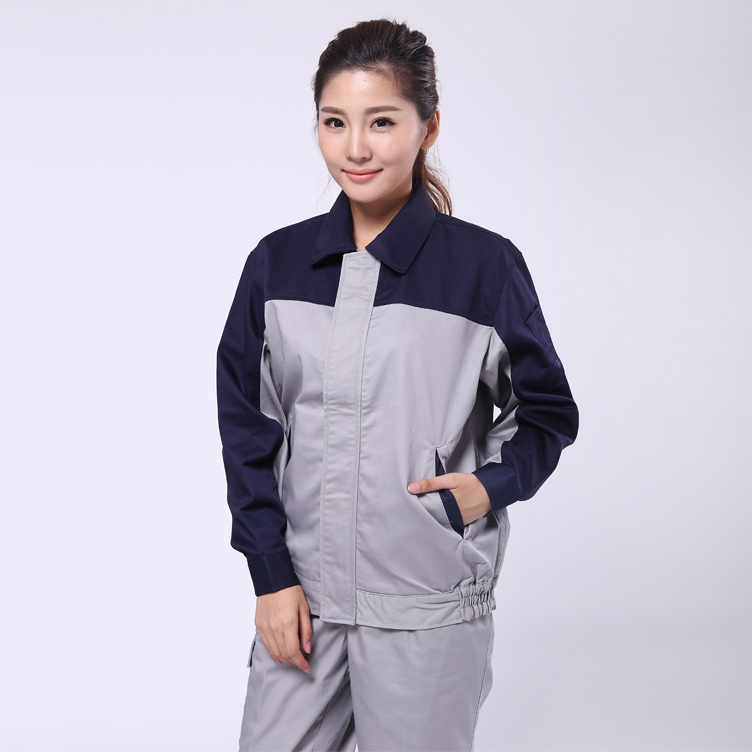 長(cháng)袖工作服圖片（深藍配淺灰 ）