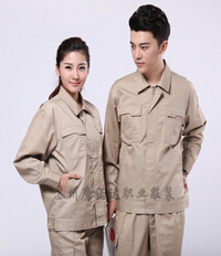 米色拼蘭色全棉廠(chǎng)服AC087-QM