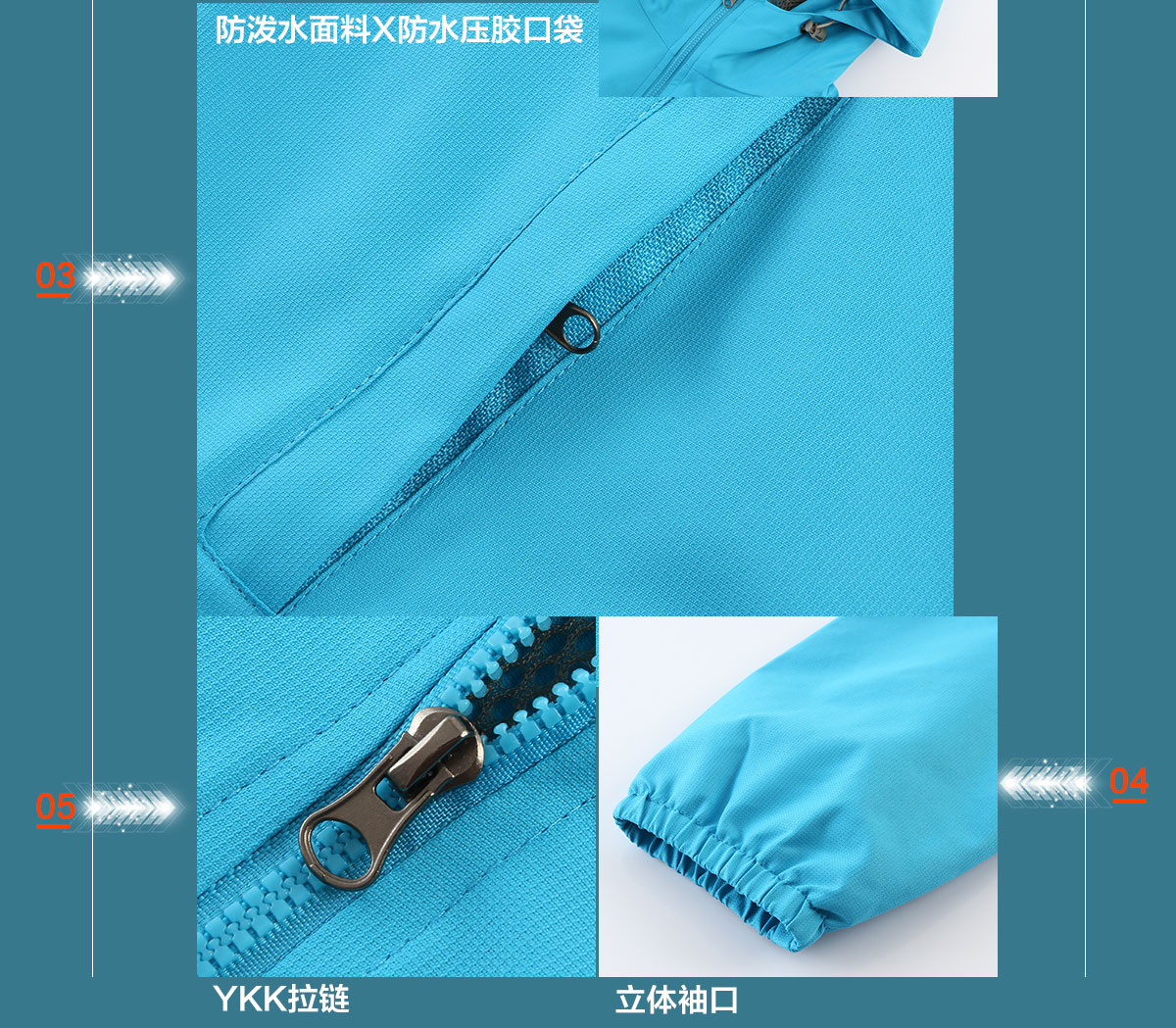 企業(yè)沖鋒衣細節展示
