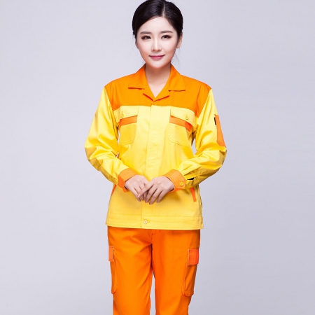 黃色拼橘黃工作服AC03-4