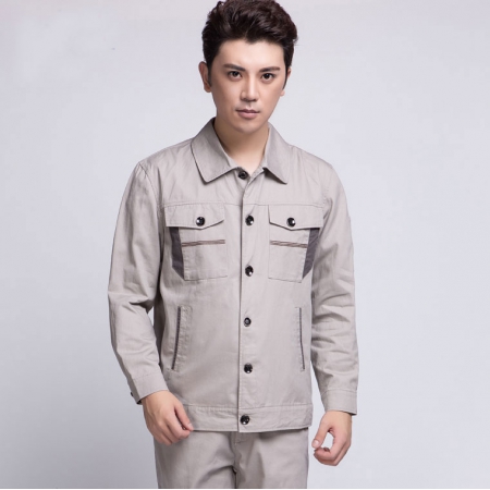 淺灰拼中灰全棉秋季工作服AC06-1