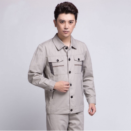淺灰拼中灰全棉秋季工作服AC06-1