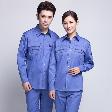 湖藍色夏季長(cháng)袖工作服AC10-2