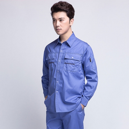 湖藍色夏季長(cháng)袖工作服AC10-2