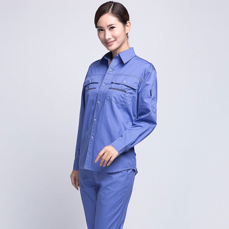 湖藍色夏季長(cháng)袖工作服AC10-2