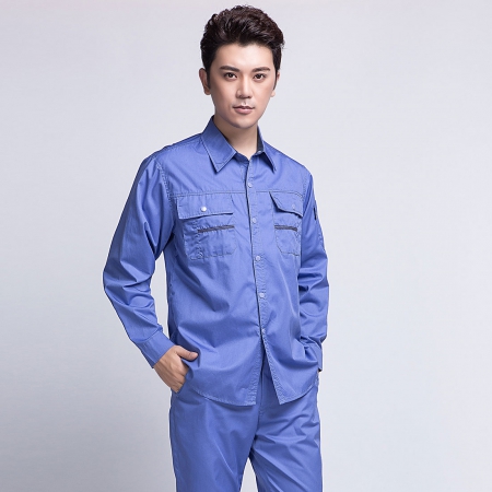 湖藍色夏季長(cháng)袖工作服AC10-2