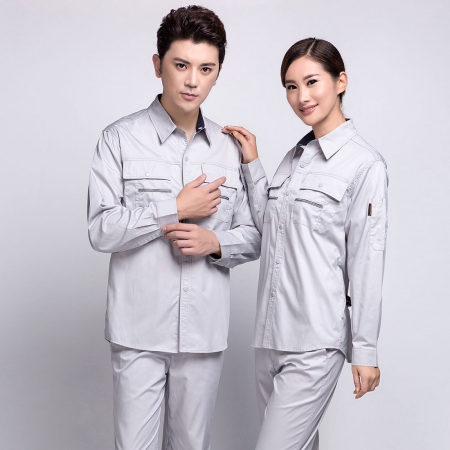 銀灰色夏季長(cháng)款工作服AC10-4