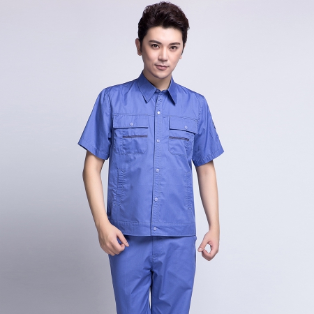 湖蘭色短袖工作服AD11-2
