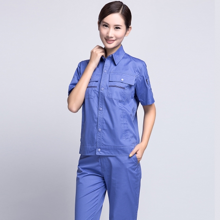 湖蘭色短袖工作服AD11-2